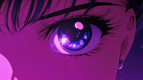 Neon stargazer eye catching galaxies in midnight violet.