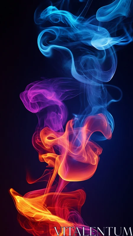 Luminous neon smoke plumes in blue, magenta, and orange.