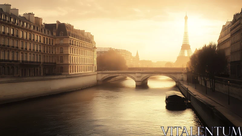 Golden Parisian riverdream quietly melts into morning light