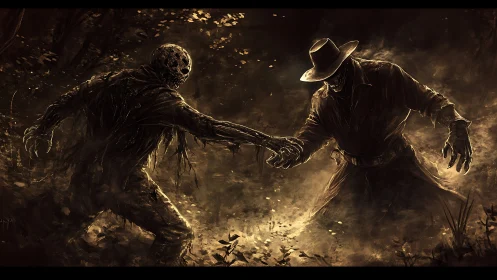 Midnight duel between swamp fiend and gunslinger wraith.