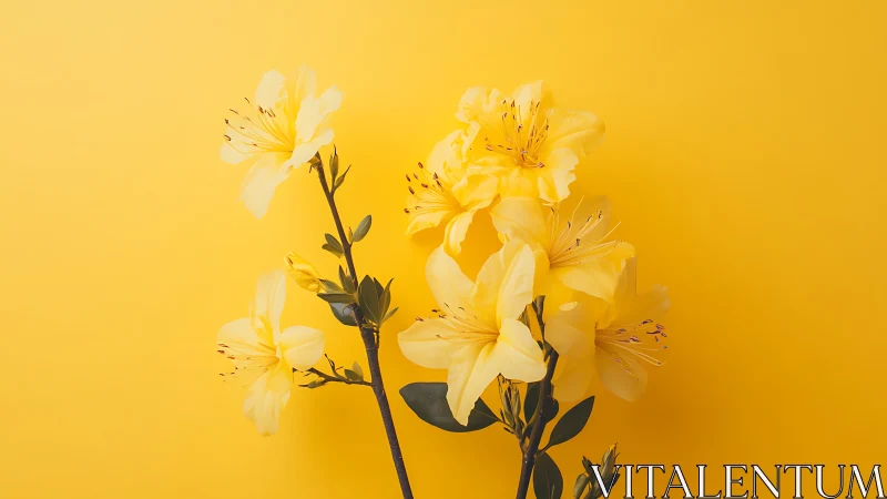 Yellow flowers with white petals against solid golden background