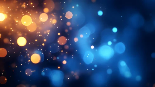 Glowing Orange and Blue Bokeh Abstract Background Art.