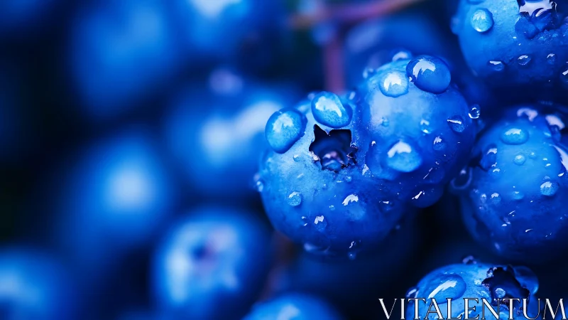 Macro study of dewy blueberries emphasizes surface tension