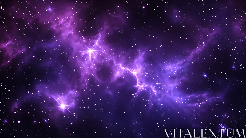 Starlit violet nebula quietly glows across the deep night sky