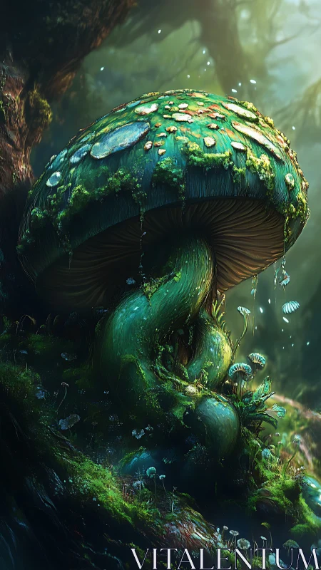 Bioluminescent forest mushroom rendered with high-detail subsurface scattering