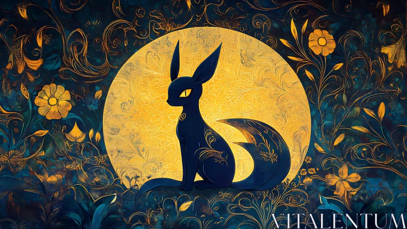 Stylized fox silhouette is centered against circular backlight