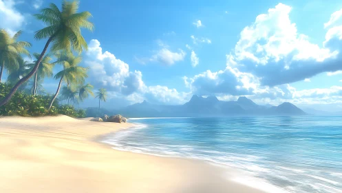 Paradise Whispers: Where Palms Kiss Crystal Waters.