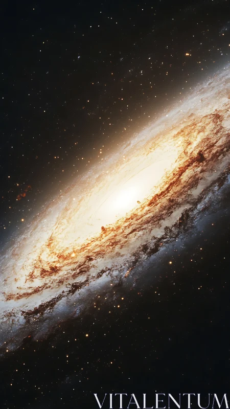 Spiral galaxy core with bright stars in deep space.