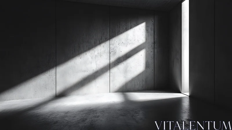Serene Concrete Space Bathed in Golden Sunlight Rays.