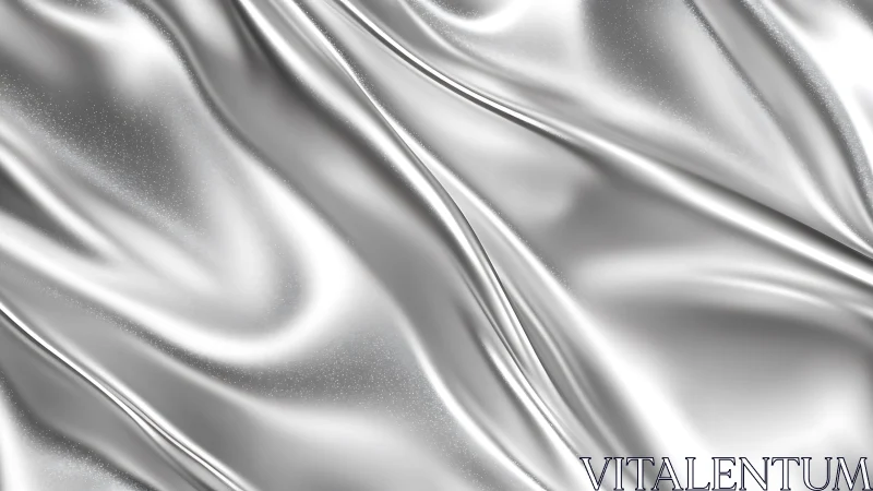 Shimmering Silver Satin Fabric Texture with Soft Folds.