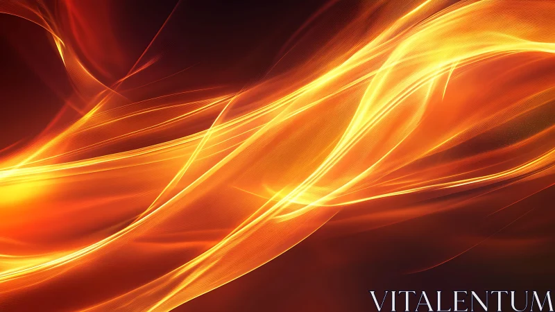Vivid abstract orange light waves on dark background digital art.