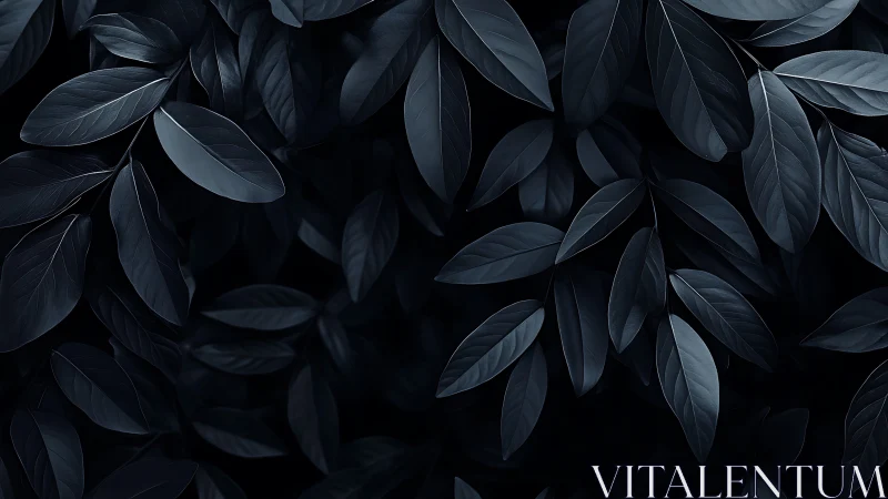Dark blue leaves pattern with moody natural texture.