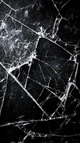 Shattered glass texture with sharp white fracture lines.
