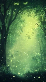 Enchanted Forest Clearing with Glowing Lights and Butterflies.