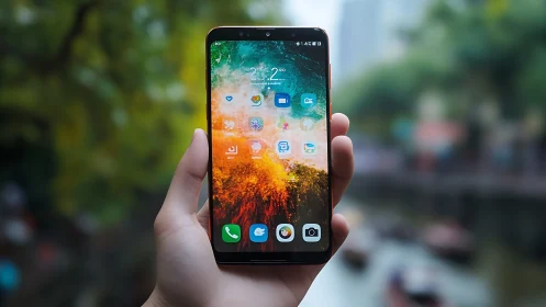 Smartphone in Nature's Glow: Colors Come Alive.