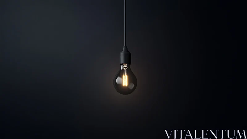 Softly glowing hanging bulb adds calm focus to dark space