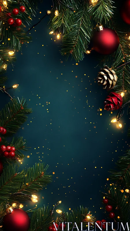 Christmas wreath border frames dark teal negative space