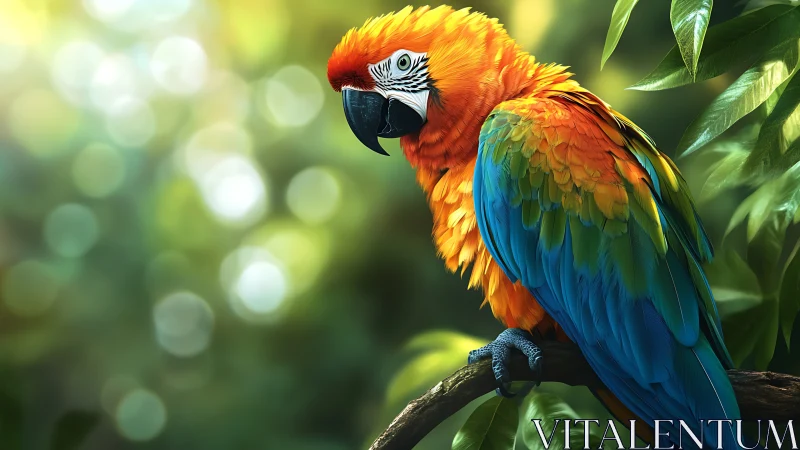 Vibrant Scarlet Macaw in Lush Jungle, Hyper-Realistic Style.