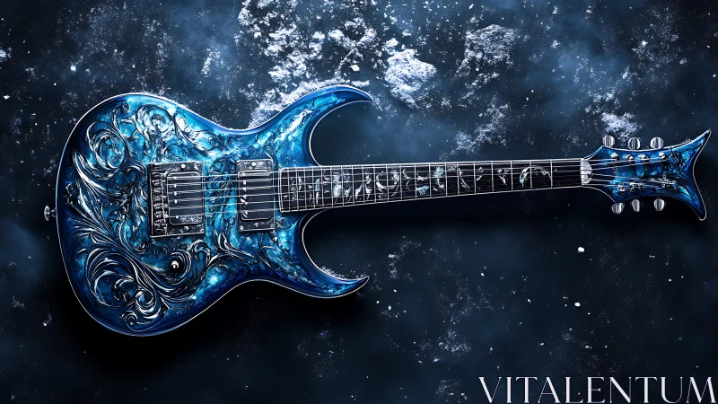 Cosmic blue guitar stretches like a comet across frozen night