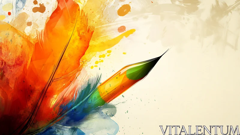 Color-splashed feather pen sketching bright daydreams.