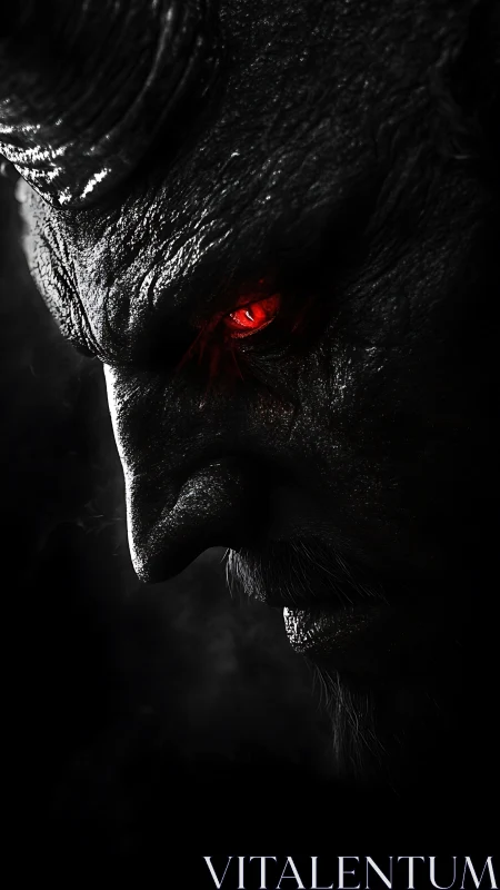 Smoldering demon profile with ember-bright infernal gaze.