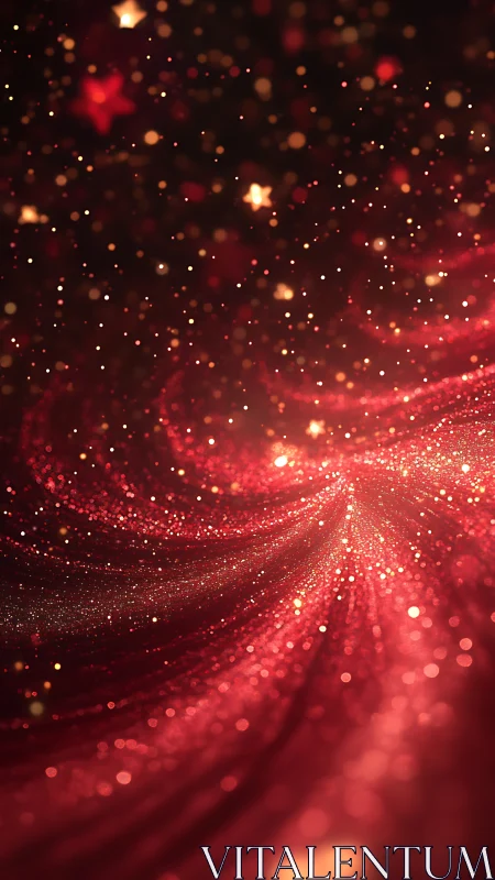 Starlit crimson swirl drifting through a glittering night.