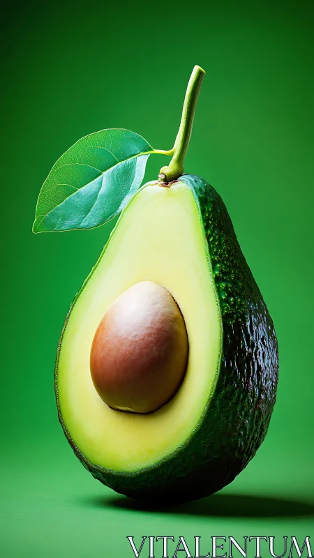 Photorealistic avocado cross-section under controlled studio lighting