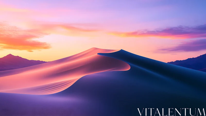Twilight dunes glow in silky gradients of rose and violet.
