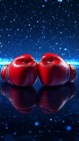 Champion Red Boxing Gloves Under Starlight.