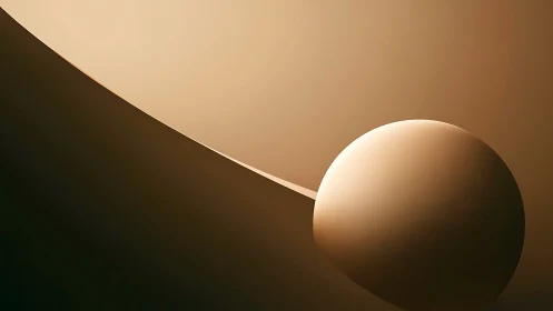 Curved ramp and illuminated sphere rendered with soft volumetric shading