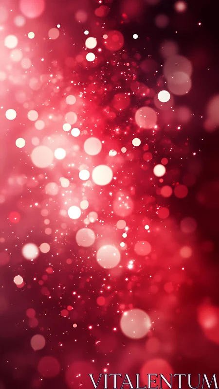 Crimson bokeh lights shimmer in a dreamy festive glow