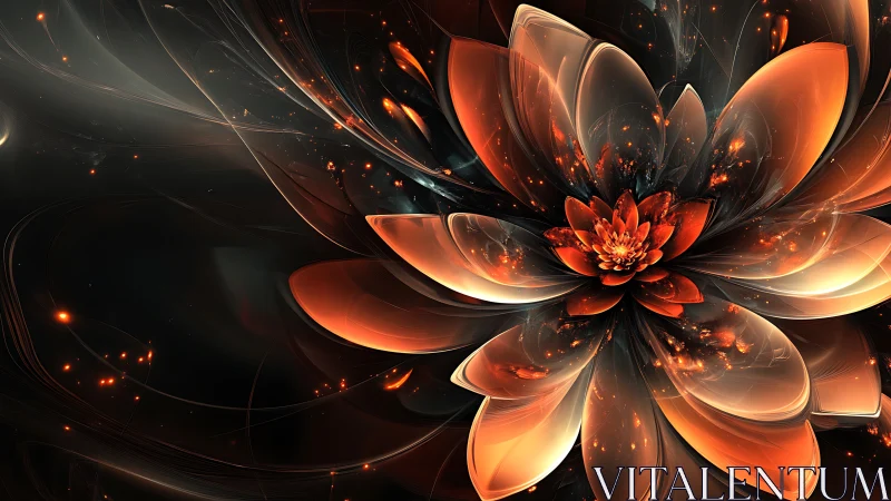 Parametric fractal flower renders luminous translucent petals in motion