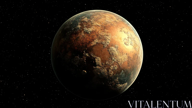 Rust-colored exoplanet orbits silently within sparse starfield