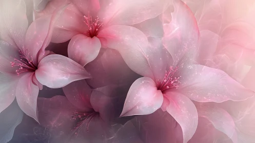 Soft Pink Floral Composition with Ethereal Luminescence