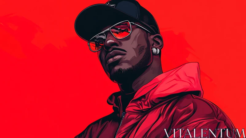 Crimson street style portrait with bold urban attitude.