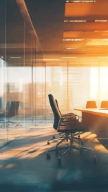 Modern Executive Office at Golden Hour.