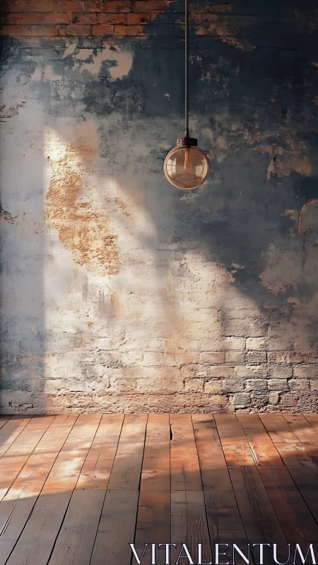 Industrial loft wall with single pendant bulb and warm patina.