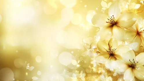 Golden Flowers with Soft Focus Background.