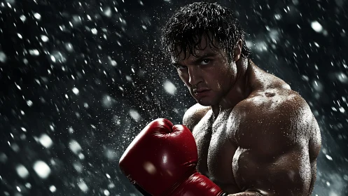 Storm-Forged Champion: Rain-Drenched Boxing Drama.
