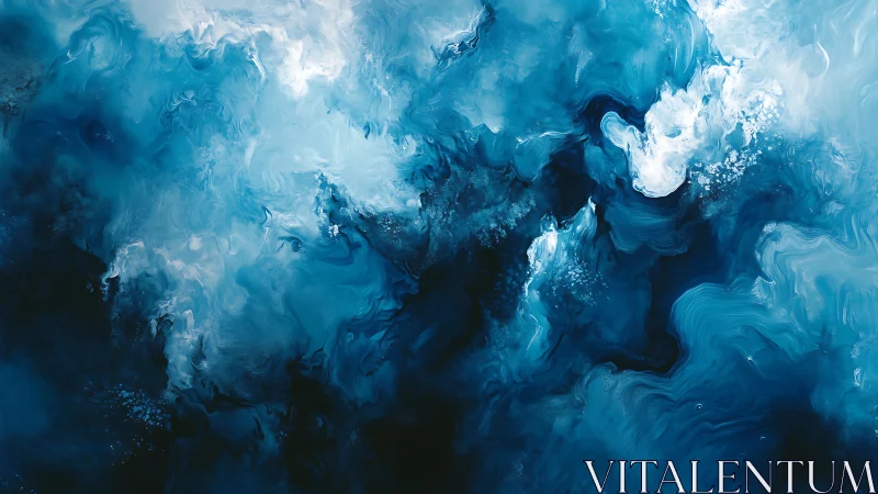 Fluid blue abstract field with atmospheric motion effects.