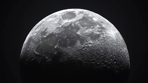 Half-lit lunar crown rises like a scarred silver planet
