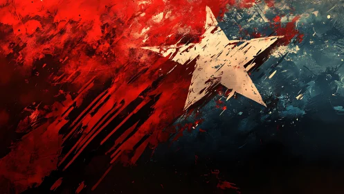 Star carves through a storm of red and blue painted chaos