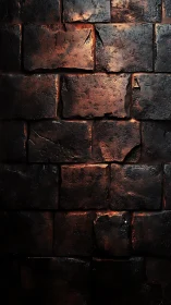 Rugged dark brick wall with warm textured lighting.