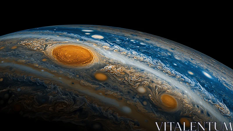 Storm-sculpted gas giant leans into frame like a cosmic tide