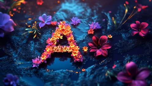 Neon Flowers Bloom in Digital Wonderland. Pure Magic.