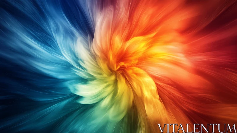 Radiant swirl of cool and warm colors blooms across space