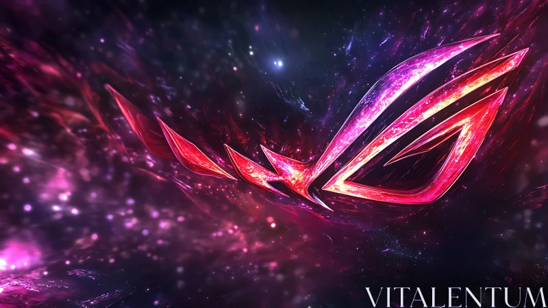 Glowing red gaming emblem blazes through a cosmic vortex