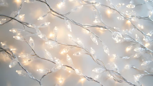 Gentle white string lights glow softly in a cozy tangle