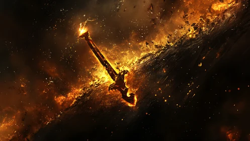 Pyroclastic Figure Descending Through Infernal Flames.