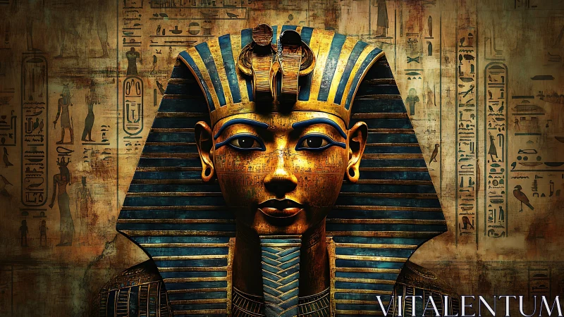 Gilded Pharaoh gaze amid whispering hieroglyphic walls.